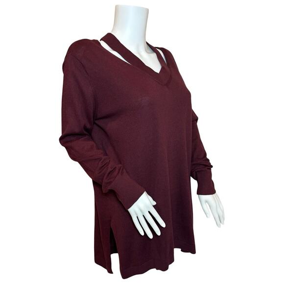 #T28 Vince Camuto Wine Cut Out Neck Sweater SZ M $88 - Picture 9 of 10